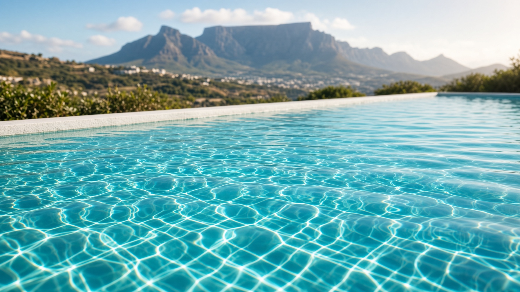 Clear swimming pool treated with MAXCHLOR GOLD